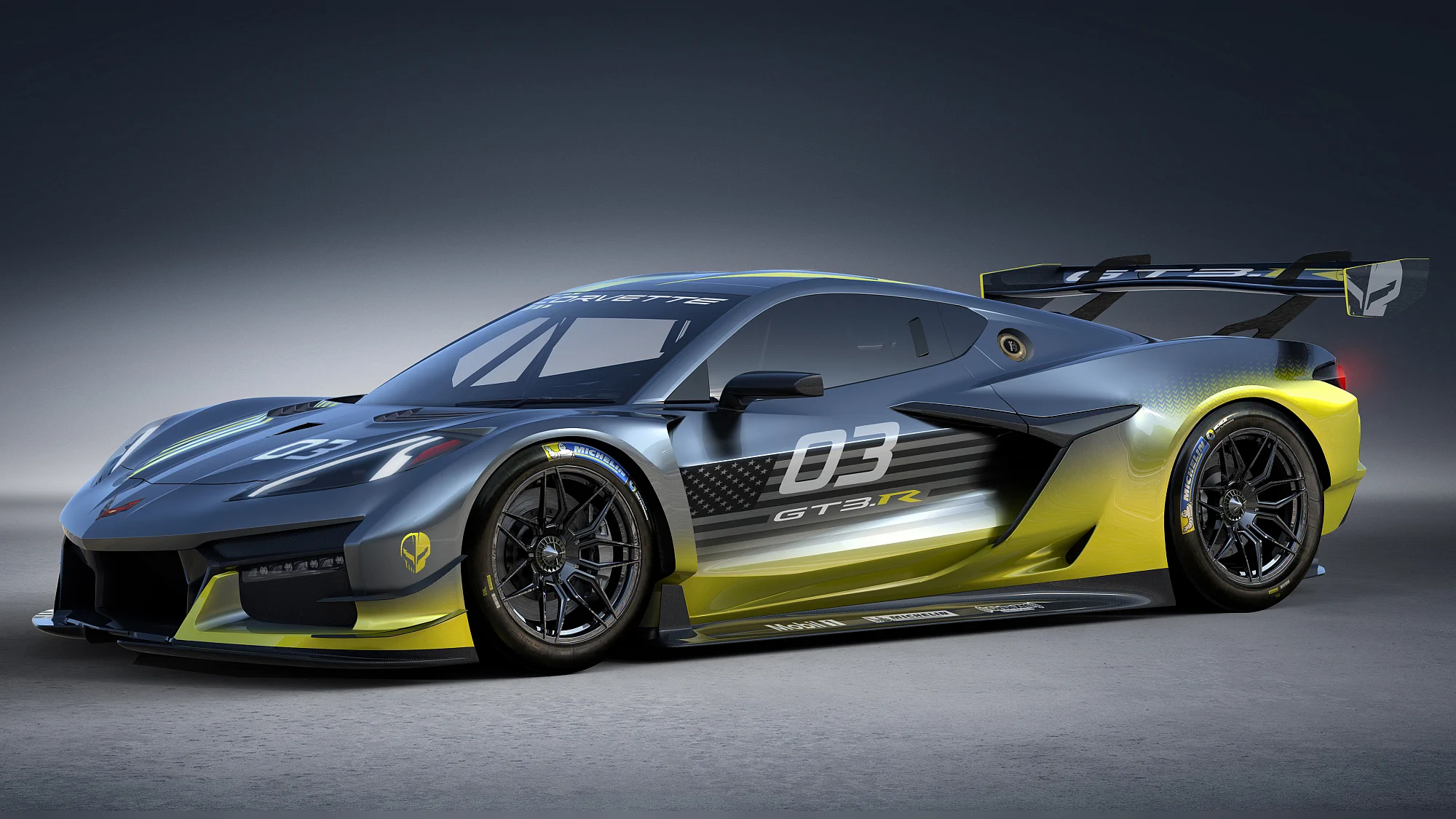 Click to Enlarge-Esc to Close Corvette Generations/C8/C8R 2022 Grey Z06-GT3.R-RaceCar-01.webp